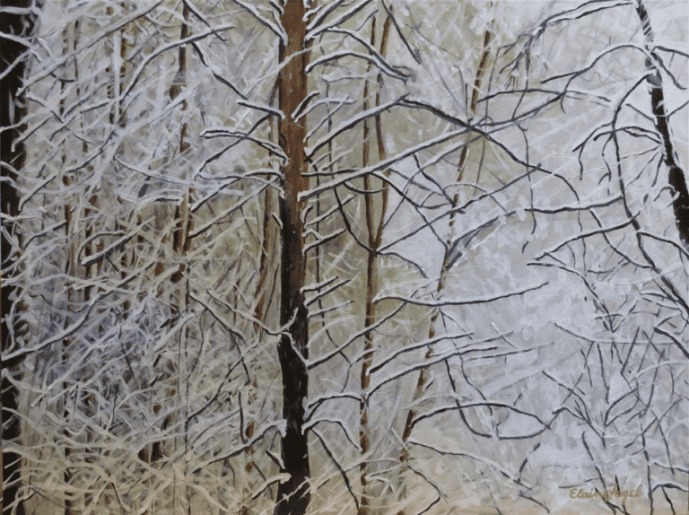 Winter trees painting by Elaine Fogel