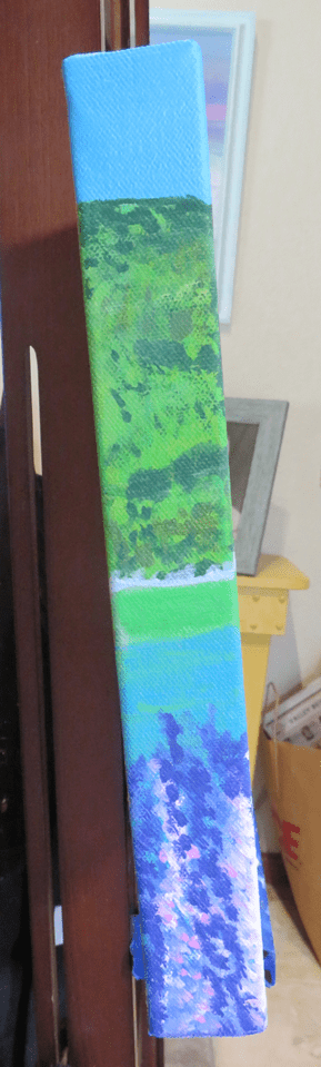 Left edge of painting, "Lupins Landscape"