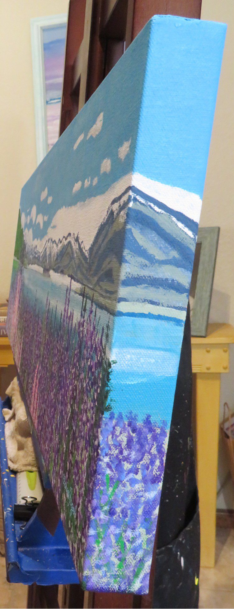 Right edge of "Lupins Landscape" painting