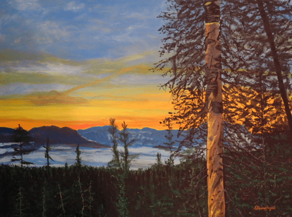 original art of Monashee Mountains Sunrise