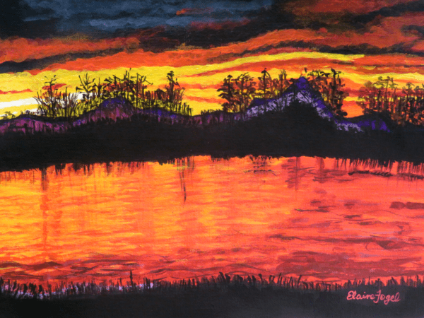 original painting, "Mountain Sunset" by Elaine Fogel