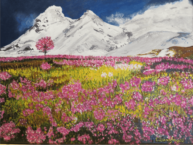 paining of mountain wildflowers by Elaine Fogel