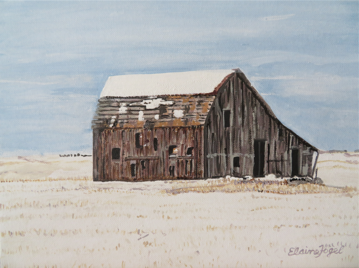 Image of the original acrylic painting, "Old Abandoned Wooden House"
