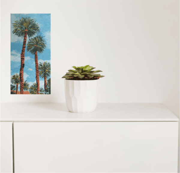 Original painting, "Palm Trees" displayed on a wall