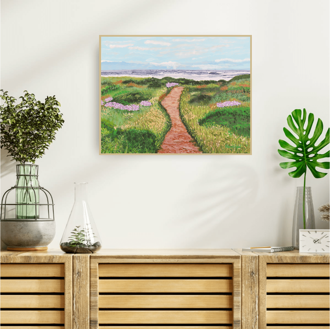 Original painting, "Path to the Beach" on a wall