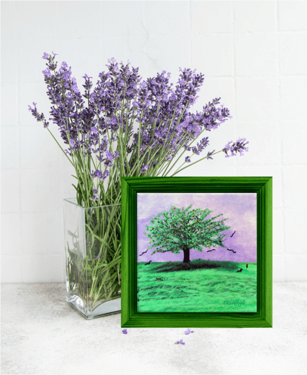 "Sycamore Tree" painting in frame