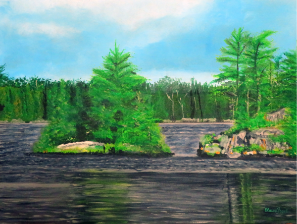 Tranquil Lake with Lush Evergreens