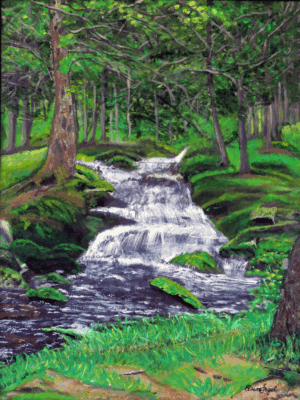Original painting, "Woodland Stream" by Elaine Fogel