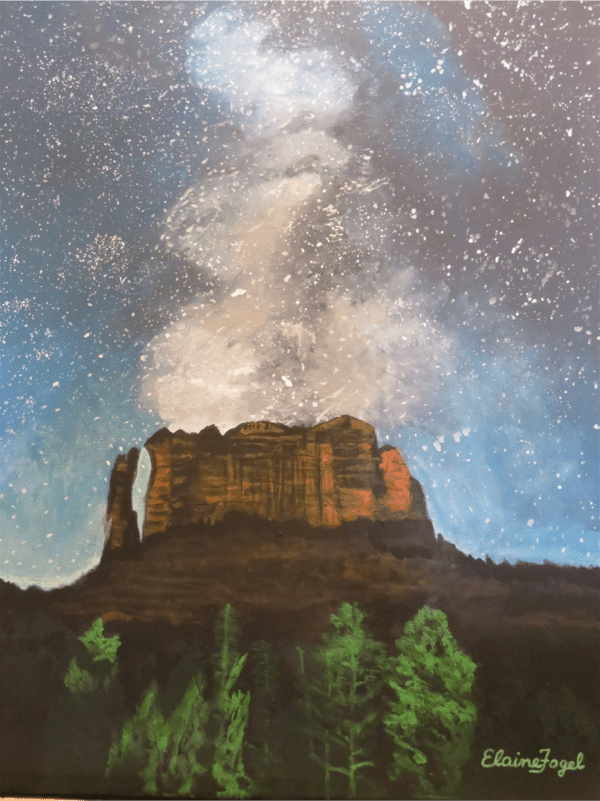 Image of original painting, "Cathedral Rock Night Sky."