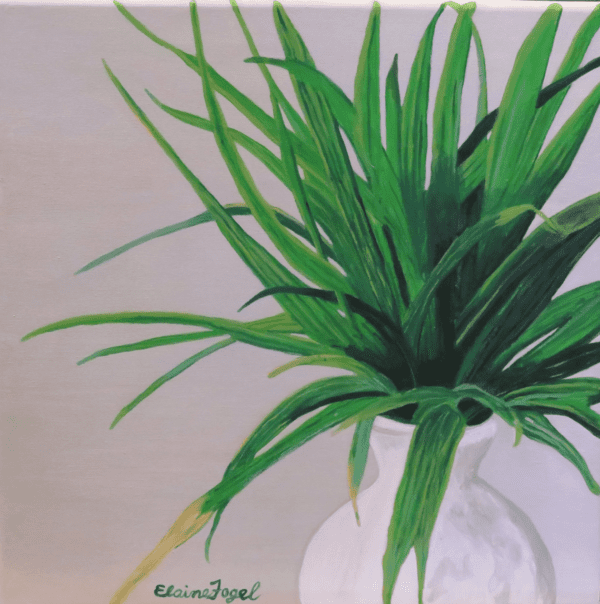 Painting of a dracaena plant in a vase